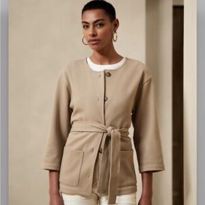 BANANA REPUBLIC belted jacket twill tan small petite